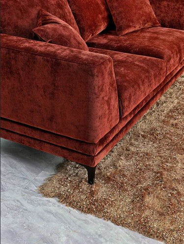 Lenox Mid Century Sofa Range In Luxurious Rust Velvet With Black Metal Legs - UK Luxury Furniture